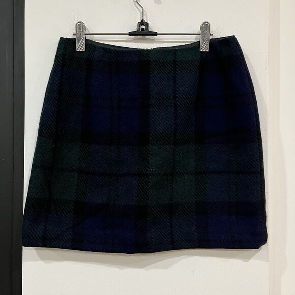 Vintage Eddie Bauer Wool Blend Plaid Mini Skirt Size 8 Academia Fall - Picture 1 of 4